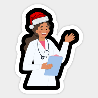 Female Doctor Christmas Physician GP Practitioner Festive Sticker